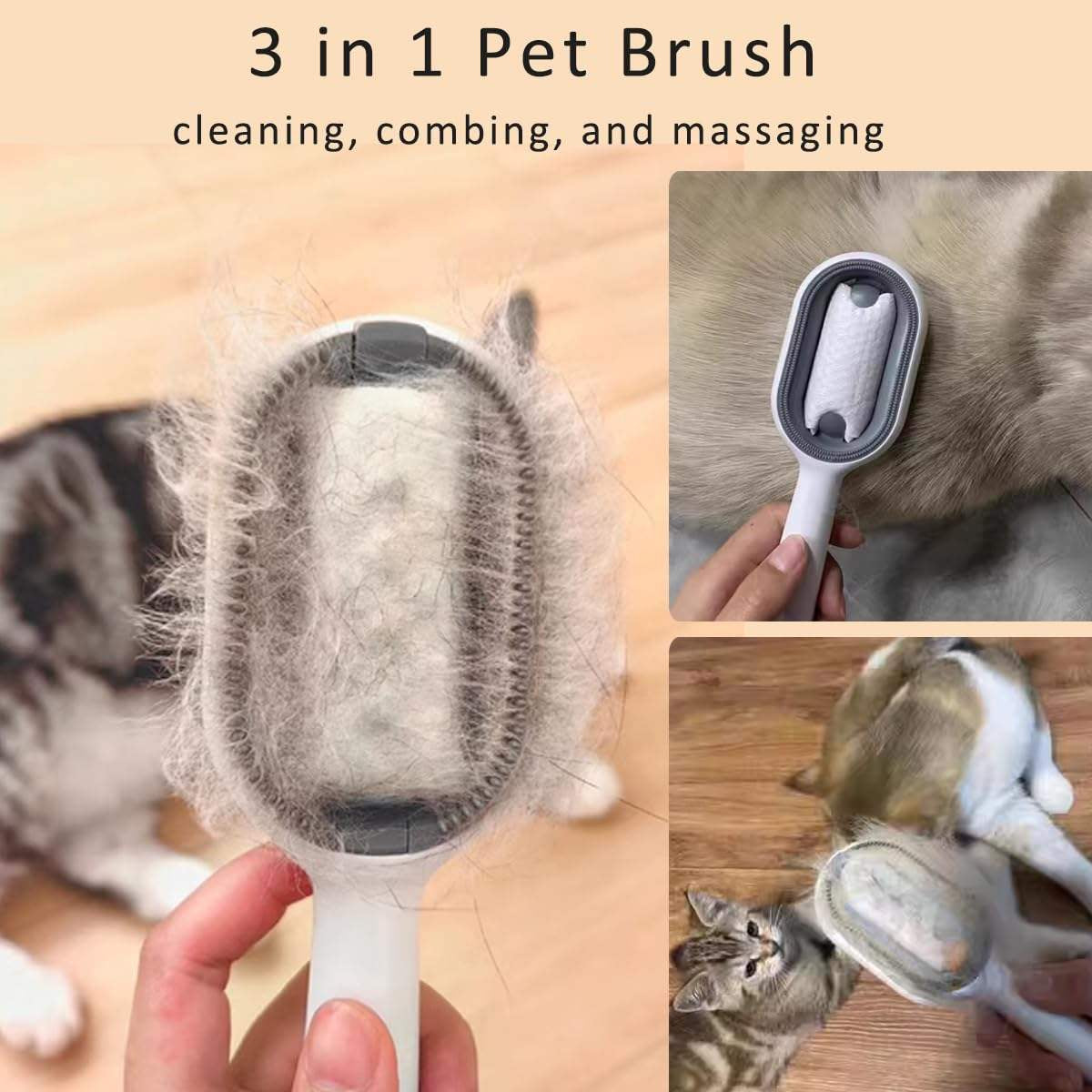 3-in-1 Cat Brush – Water Tank & Fur Remover