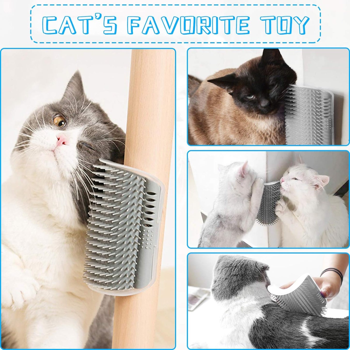 Corner Cat Groomer – 2-Pack, Face Massager & Fur Comb