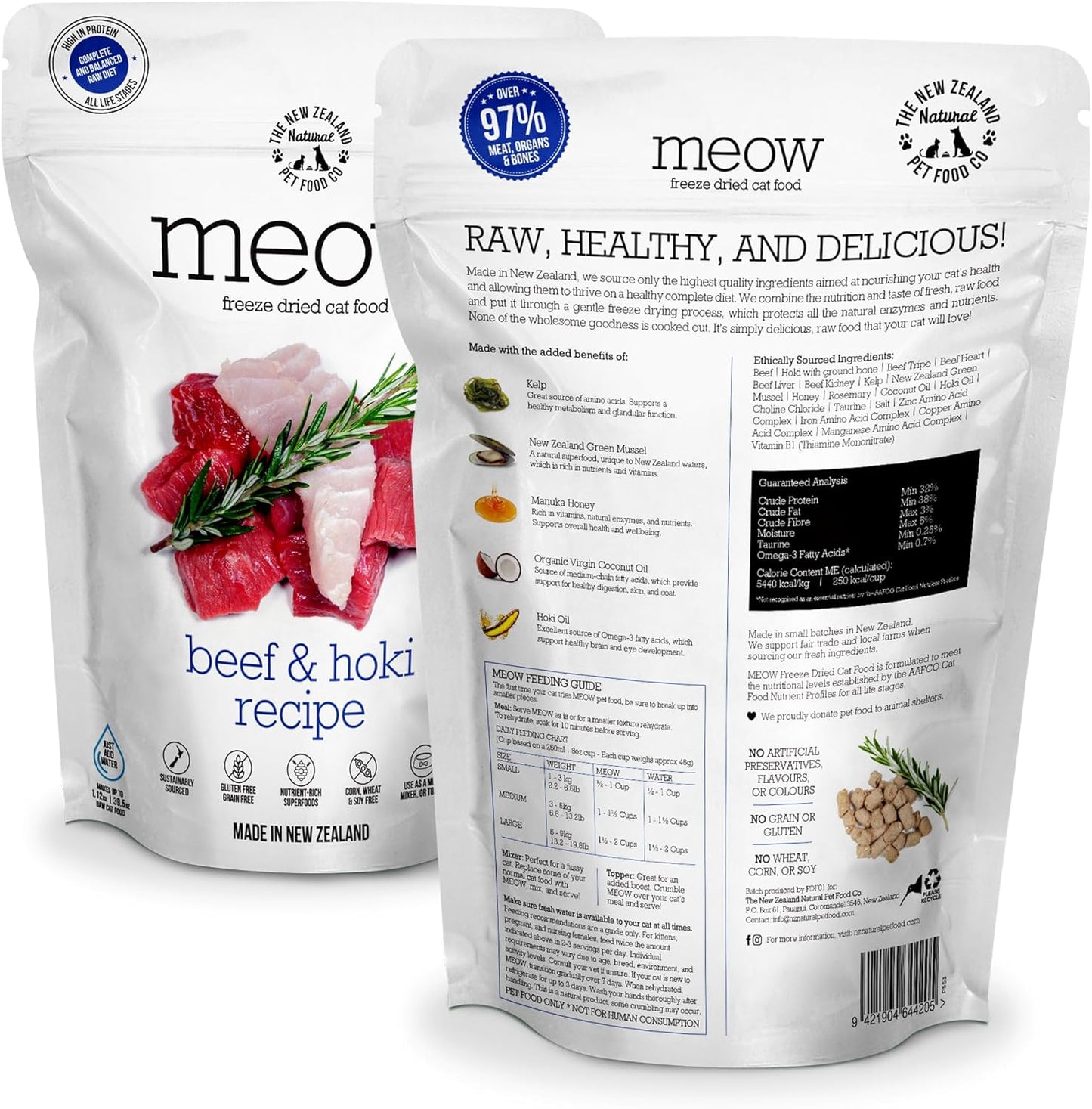 Meow Beef & Hoki Freeze-Dried Raw Cat Food – 9.9 oz.