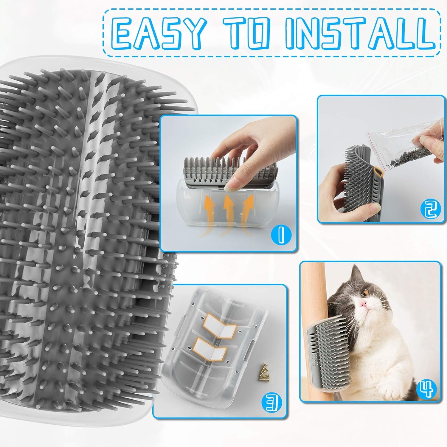 Corner Cat Groomer – 2-Pack, Face Massager & Fur Comb