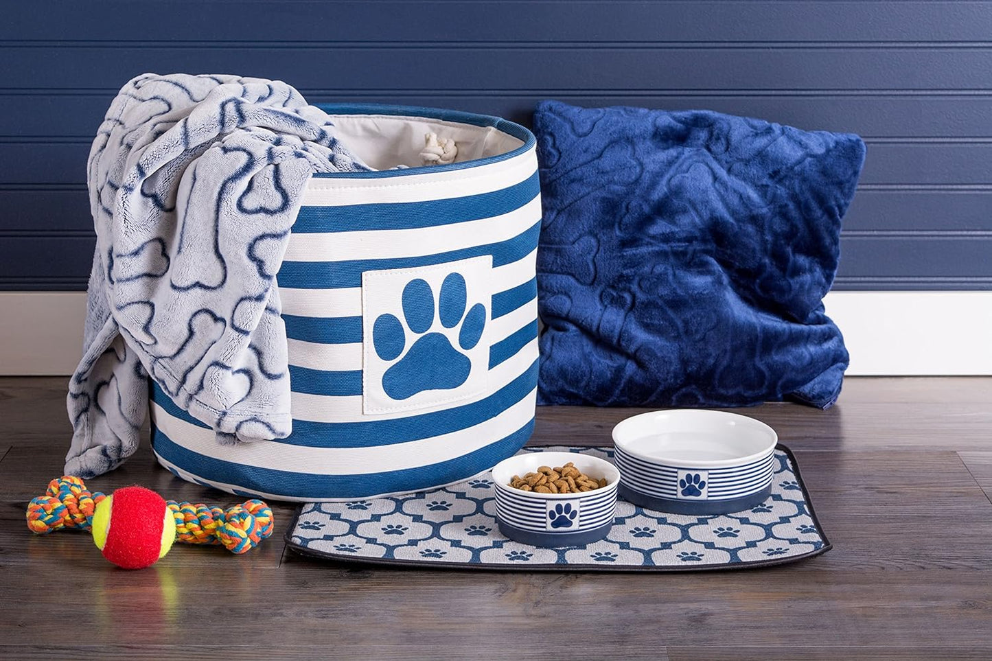Nautical Blue Cat Bowl – Small Ceramic Dish for Daily Feeding
