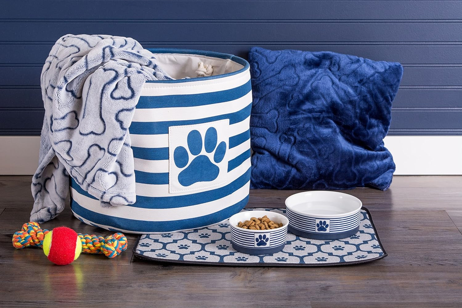 Nautical Blue Cat Bowl – Small Ceramic Dish for Daily Feeding