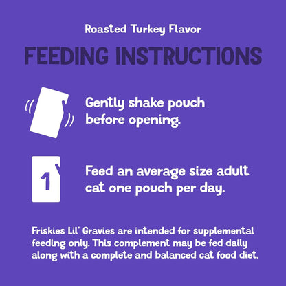 Lil’ Gravies Roasted Turkey Cat Treat Pouches – 1.55 oz x 16 Pack