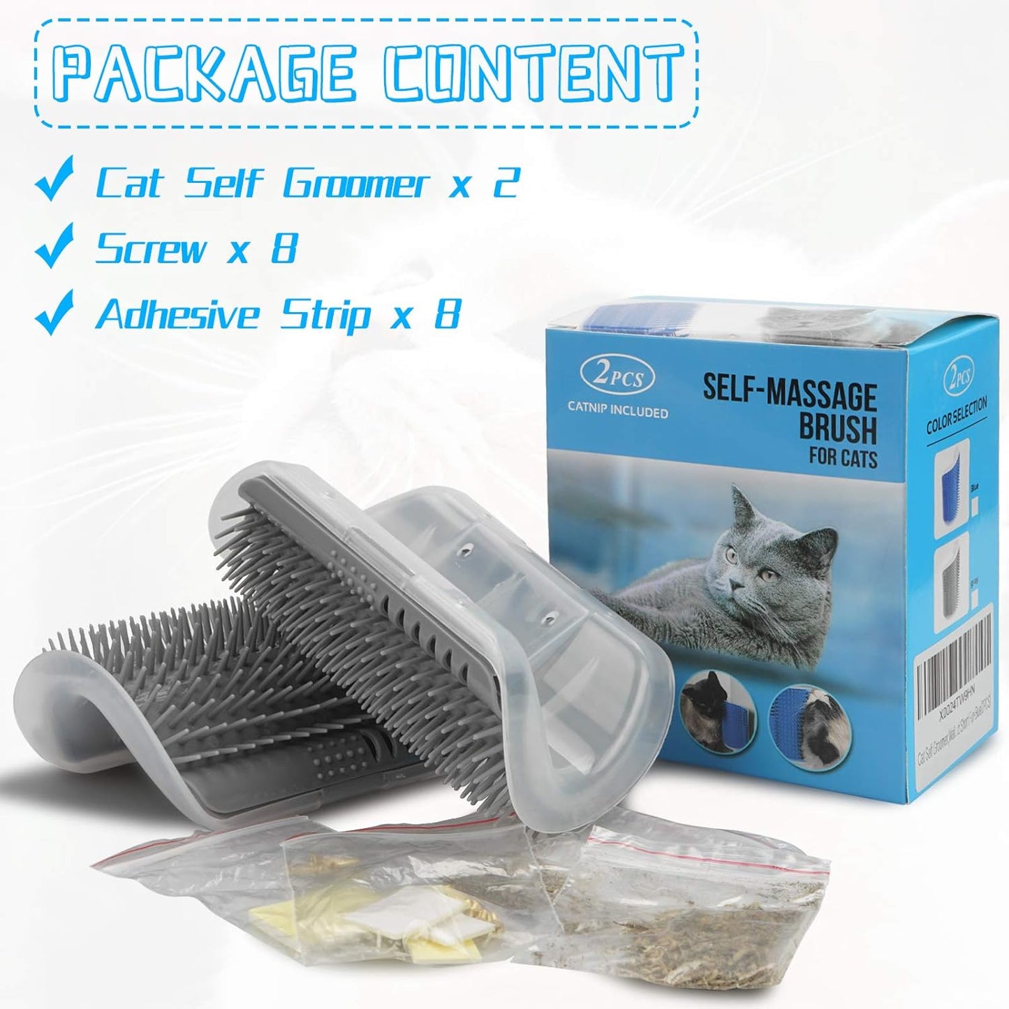 Corner Cat Groomer – 2-Pack, Face Massager & Fur Comb