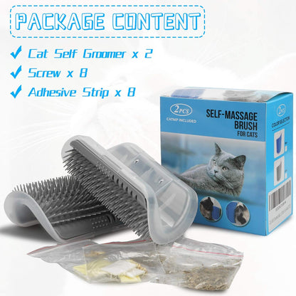 Corner Cat Groomer – 2-Pack, Face Massager & Fur Comb