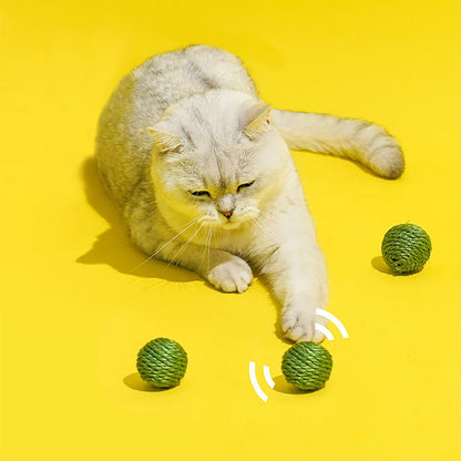3 in 1 Cat Ball Toy Set – Sisal, Crinkle & Pea Pod