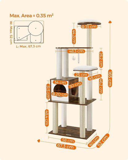Woodywonders Cat Tower – 65" Multi-Level Indoor Climber