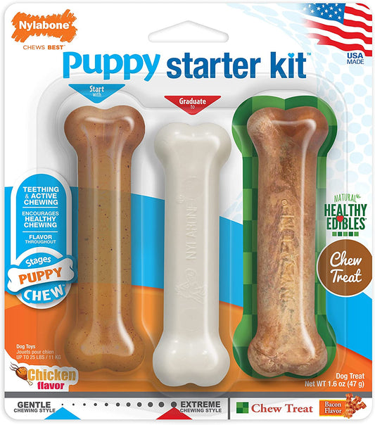 New Puppy Kit – 2 Chew Toys + 1 Treat (3 Pack)