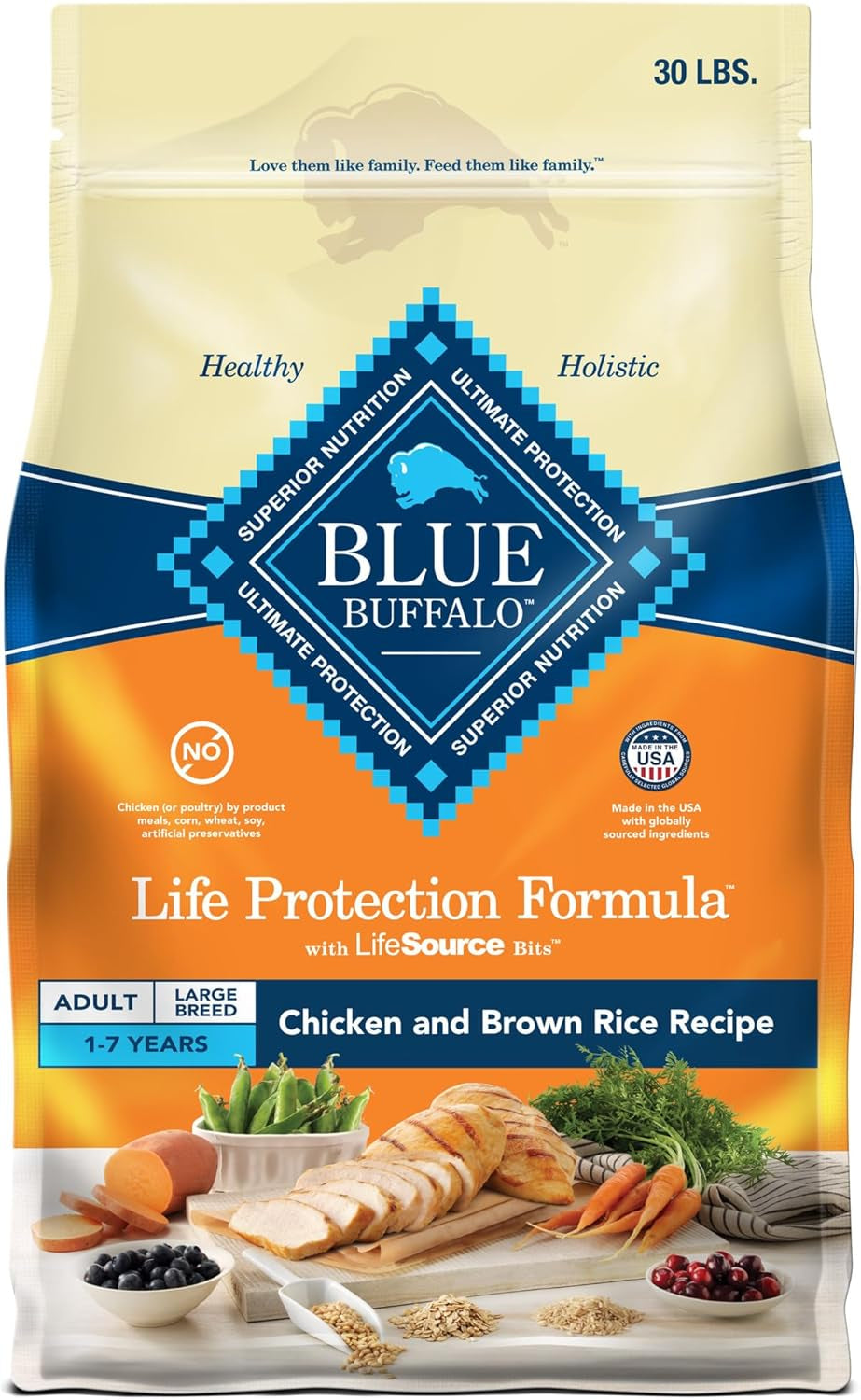 BLUE Life Protection Formula Large Breed Chicken & Brown Rice Dry Dog Food - 30 lb