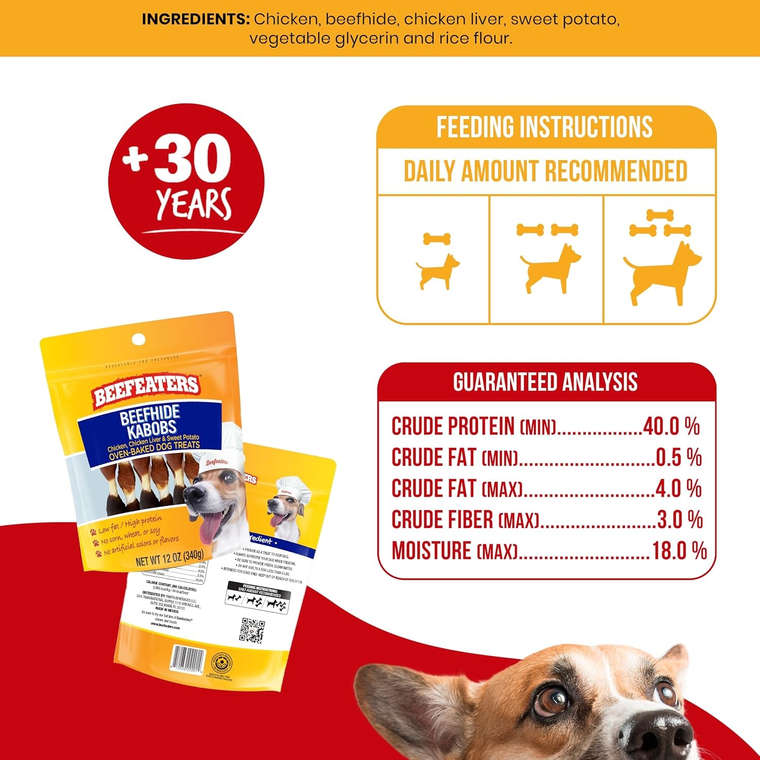 Beefeater Chicken, Liver & Sweet Potato Dog Chew Kabobs – 10 oz
