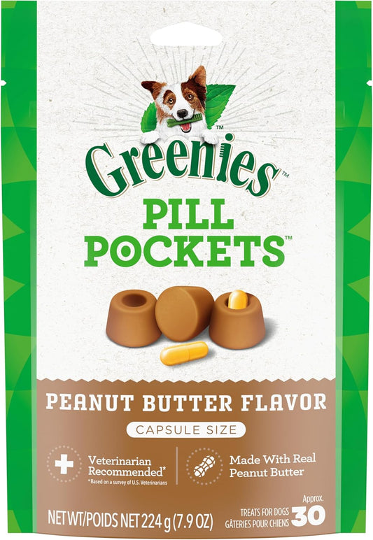 Greenies Pill Pockets Real Peanut Butter Soft Dog Treats – 7.9 oz (30 Count)