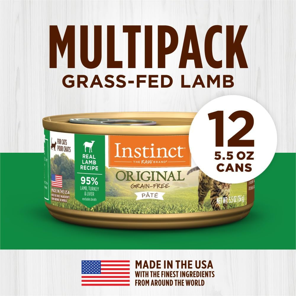 Grain-Free Canned Cat Food – Lamb Recipe (5.5 oz, 12 Pack)