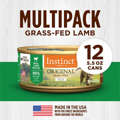 Grain-Free Canned Cat Food – Lamb Recipe (5.5 oz, 12 Pack)