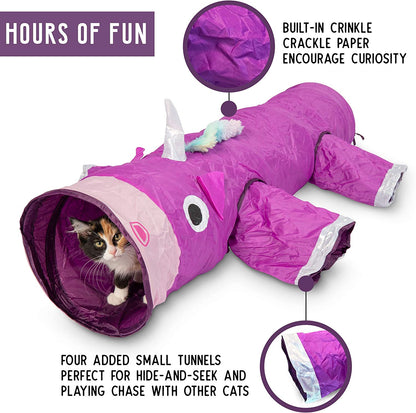 Magic Mewnicorn Cat Tunnel – 5-Way Crinkle Hideout for Small Pets