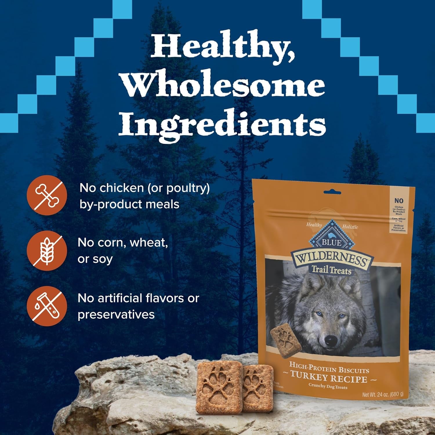 Wilderness Trail Treats Turkey Crunchy Dog Biscuits – 24 oz