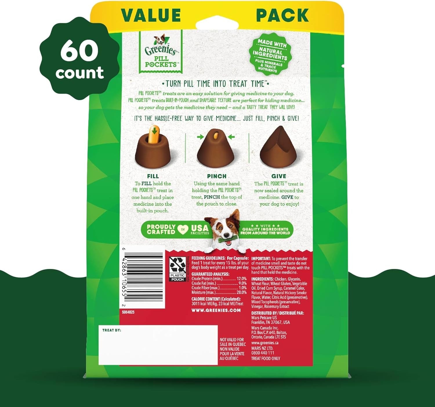 Greenies Pill Pockets Hickory Smoke Soft Dog Treats – 15.8 oz (60 Count)