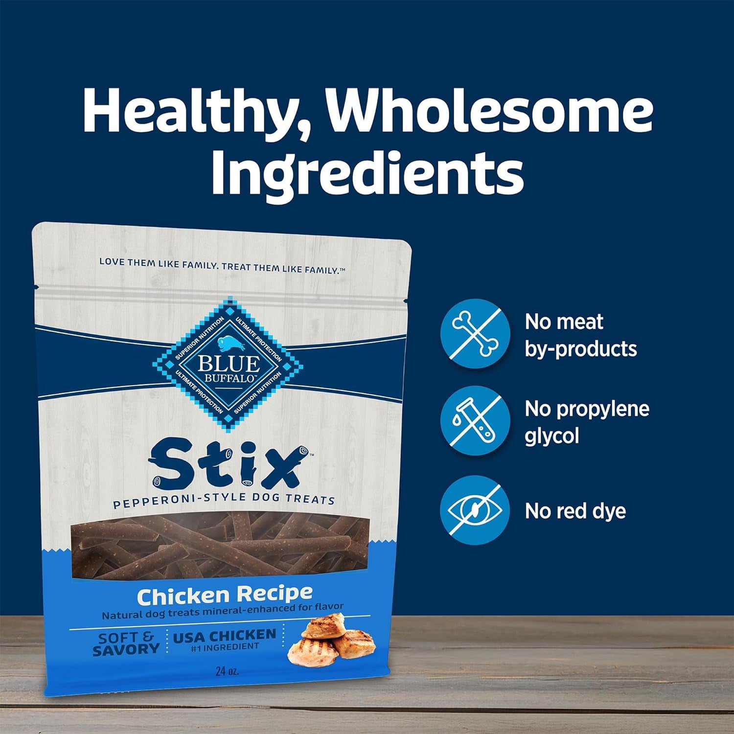 Natural Chicken Stix – Pepperoni-Style Dog Treats (24oz)