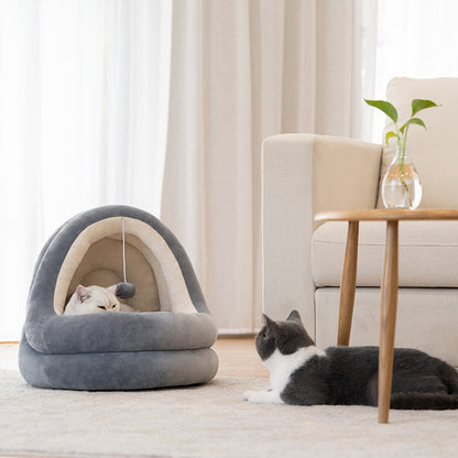Velvet Pet Nest – 2 in 1 Cozy Bed