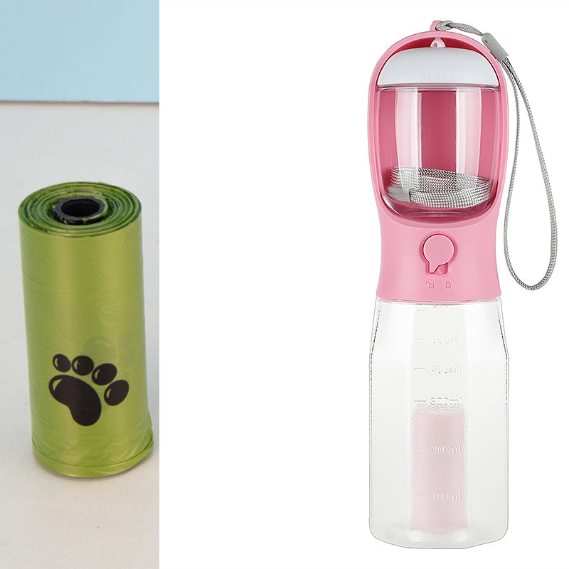 3-in-1 Pet Water Bottle – Leak-Proof Feeder & Poop Dispenser