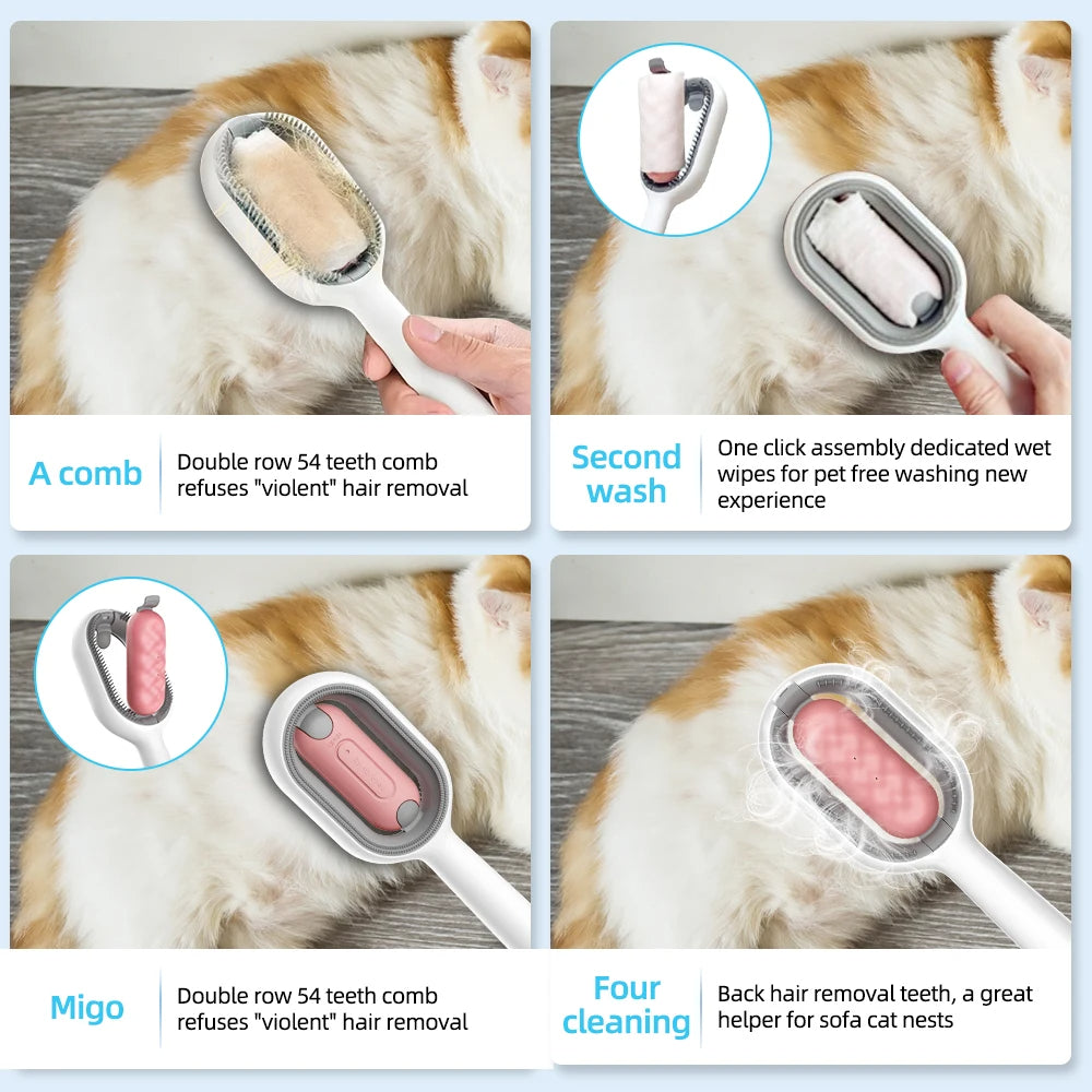 3-in-1 Cat Brush – Water Tank & Fur Remover